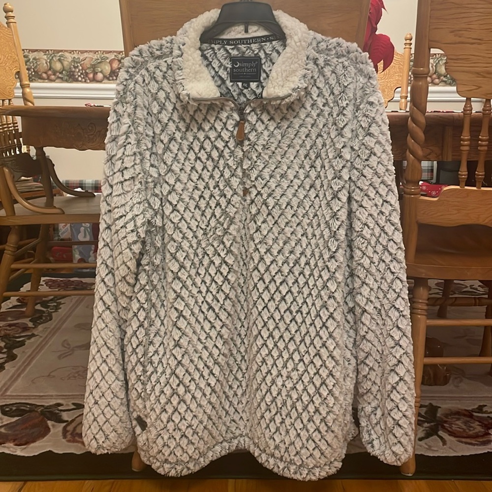 Simply Southern 1/4 Zip Pullover. Size XXL. SOFT!!! Pockets Gray/White Diamond
